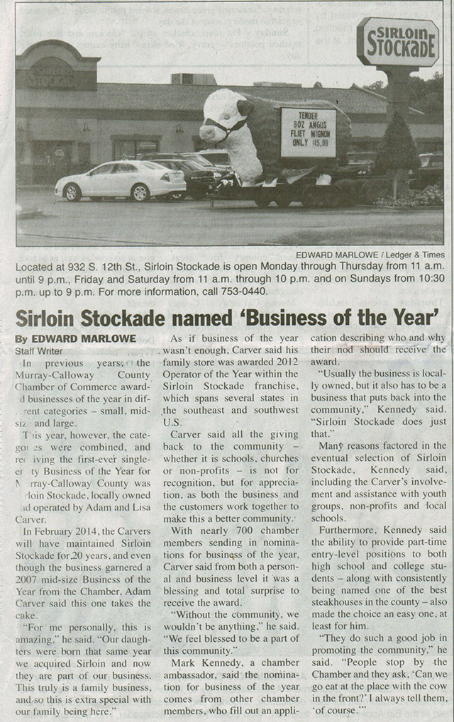 News Article: 2012 Business of the Year Award