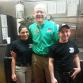 Team members Roxana and Aaron with assistant manager Max